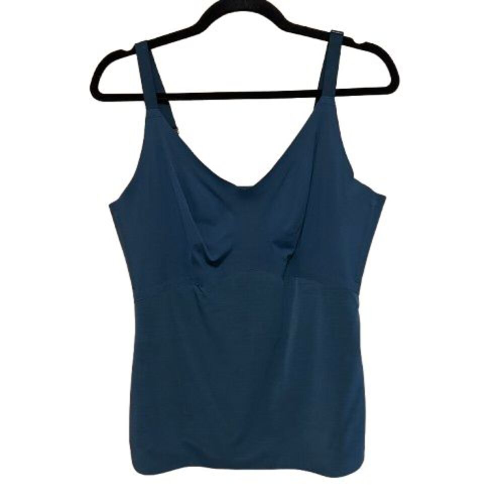 Honeylove Adjustable Strap Tank Top Teal Blue Blue XL Built-In Bra Cami Stretch